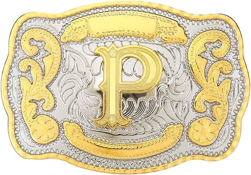 WMG Western Belt Buckle Initial Letters ABCDMRJ to Z Cowboy Belt Buckle, Rodeo Buckles for Men & Women Fits Up to 2 Inch Belts - Image 1
